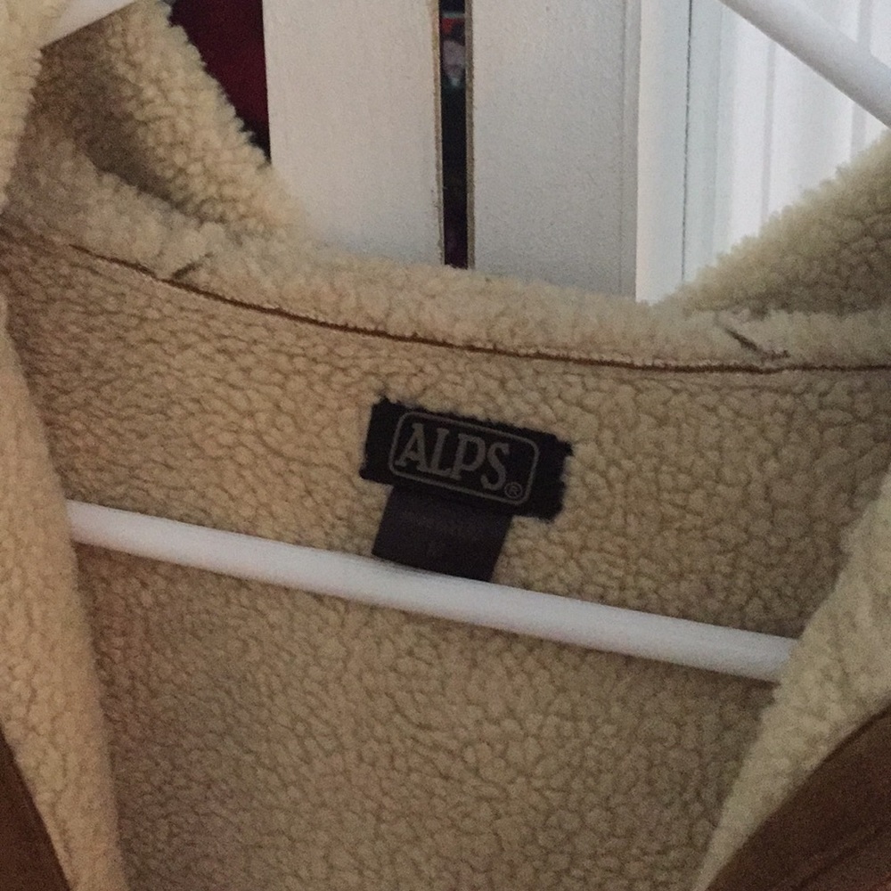 Suede Leather/Sherpa Lined Sherpa Cuffed Coat View 3